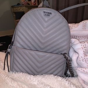grey victoria secret backpack